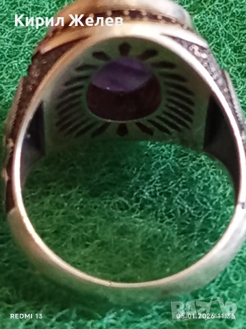 Поръчков Колекционерски сребърен пръстен с Лилав Аметист ювелирна изработка 52495, снимка 9 - Пръстени - 52985044