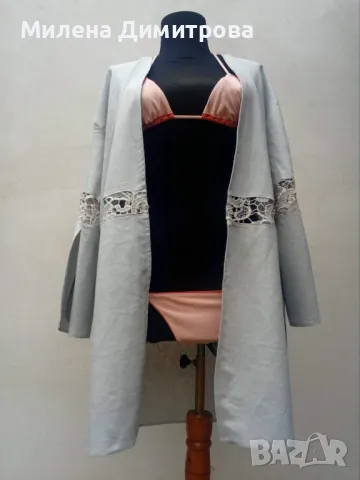 Ленено кимоно с дантела ръчна изработка 