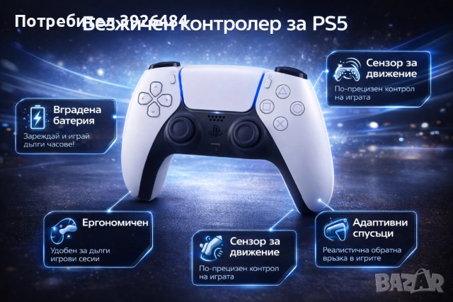 Безжичен контролер за PlayStation 5 (DualSense)