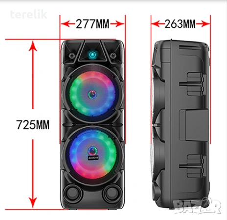 №1 Нова ZQS 8210 2х8 120W 6500mah 2 микрофона ПРЕНОСИМА КАРАОКЕ КОЛОНА От вносител 12 месеца гаранци, снимка 9 - Аудиосистеми - 53165264