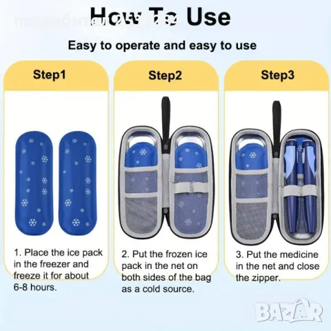 Преносима чанта за охлаждане на инсулин и лекарства , несесер за инсулин, снимка 6 - Чанти - 47575089