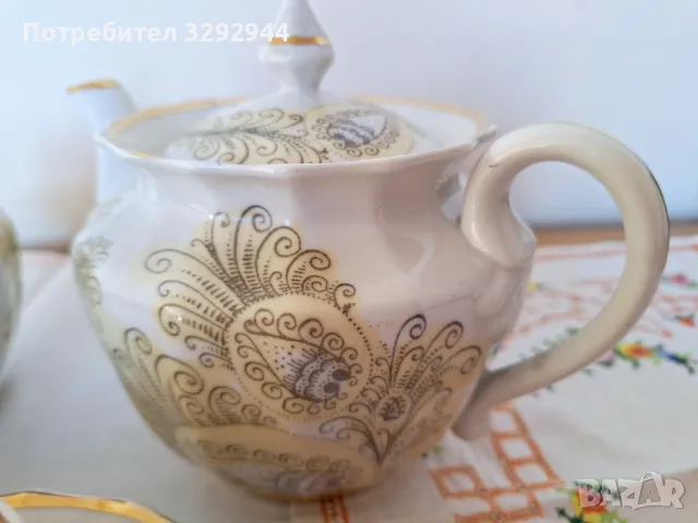 Руски порцеланов сервиз на Вербилки, декор Перо от жар-птица, снимка 12 - Сервизи - 47480282