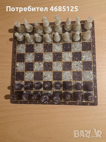 Красив шах сет от аметист и лунен камък, снимка 2 - Шах и табла - 52862778