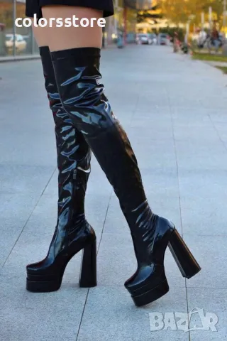 Чизми на ток - черен лак - VSB1