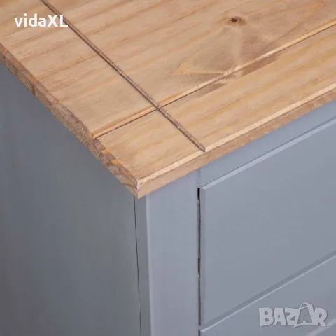 vidaXL Сайдборд, сив, 135x40x80 см, бор масив, стил Панама, снимка 8 - Бюфети - 56146512
