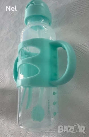 Бебешки шишета - сламка и лъжичка, снимка 2 - Прибори, съдове, шишета и биберони - 39869667