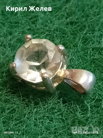 Сребърна висулка с фасетиран планински кристал елегантен дизайн 53051, снимка 3 - Колиета, медальони, синджири - 53410194