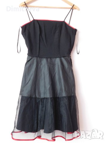 Стилна рокля в черно с червени акценти., снимка 4 - Рокли - 42574328
