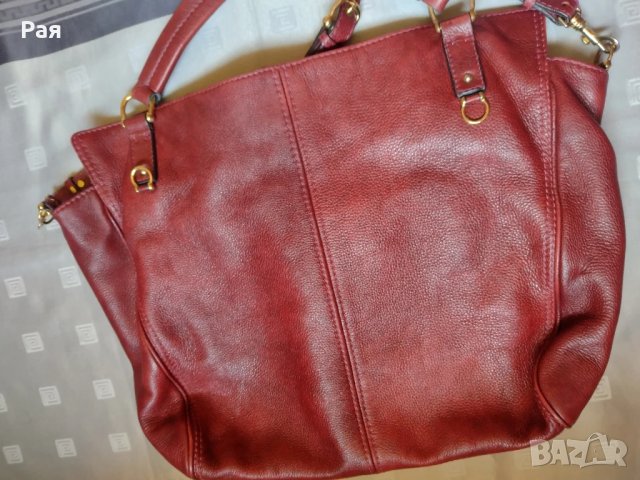 Кожена дамска голяма чанта в цвят бордо Cristhelen B, снимка 9 - Чанти - 50665365