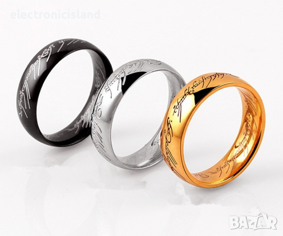 Властелинът на пръстена дизайн, 316l титаниева стомана,лазерно гравиран, цвят злато / сребро /черен, снимка 2 - Пръстени - 8681133