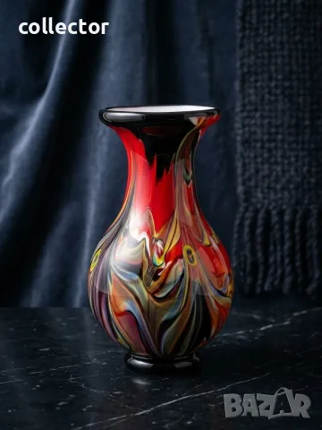 Италианска многоцветна стъклена ваза Мурано (Murano) №8302