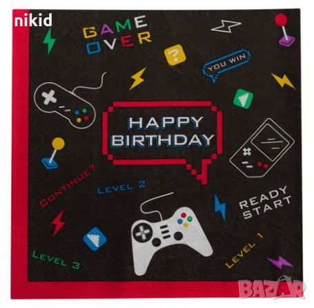  ПЛЕЙСТЕЙШЪН ДЖОЙСТИК конзола 6 бр парти салфетки за рожден ден