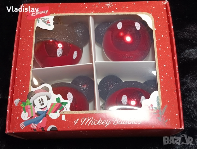 Коледни топки 4 броя Мики Маус от Дисни , снимка 2 - Декорация за дома - 52775431