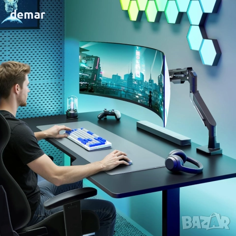 ARES WING газово пружинно рамо за ултраширок монитор плосък/извит 57", снимка 9 - Монитори - 52064697