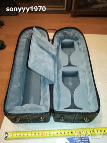 КОЖЕН КУФАР С ЦИП ЗА ШИШЕ И 2 ЧАШИ 1206231019M, снимка 4 - Колекции - 41116422