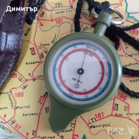 Армейски двустранен курвиметър КМ-59.А – СССР, отличен, с кожен калъф, снимка 3 - Антикварни и старинни предмети - 56085904