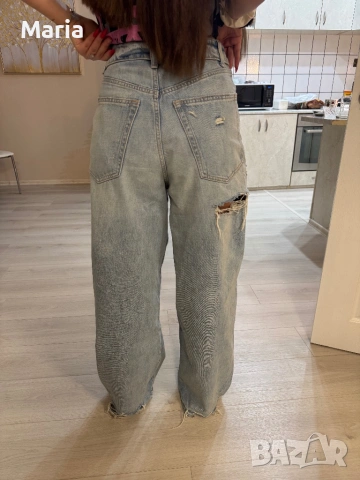 Дънки висока талия с обърнат колан, снимка 5 - Дънки - 53649142