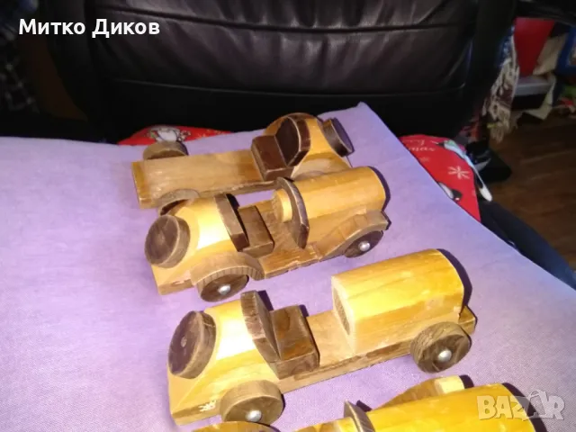 Дървена кола винтидж за украса 195х65мм и Н-73мм-4 броя, снимка 5 - Колекции - 47358161