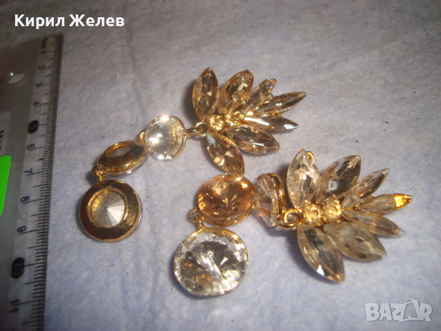 ЕФЕКТНИ СТАРИ ПОЗЛАТЕНИ КРИСТАЛНИ ФЛОРАЛНИ АРТ ОБЕЦИ 10014, снимка 11 - Антикварни и старинни предмети - 36511977