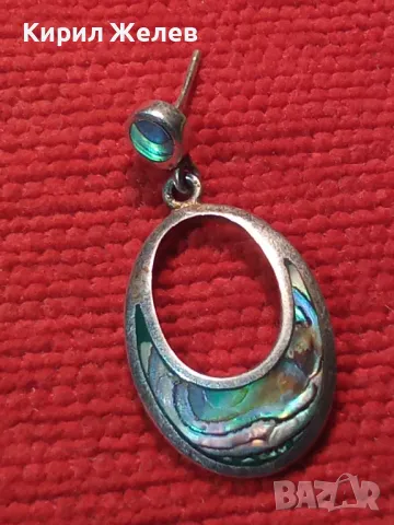 ПРЕКРАСНА СТАРА АНГЛИЙСКА СЕДЕФЕНА СРЕБЪРНА ОБЕЦА СРЕБРО 925 с КРАЛСКИ СЕДЕФ 45534, снимка 12 - Обеци - 46234772