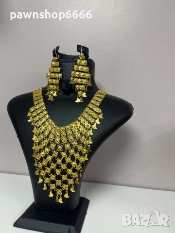 Златен комплект обеци + колие 14 карата , снимка 4 - Колиета, медальони, синджири - 52926888