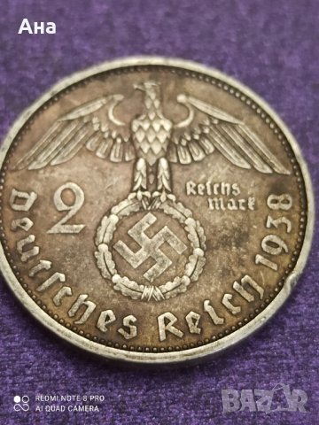 2 Марки 1938 г сребро Трети Райх , снимка 1