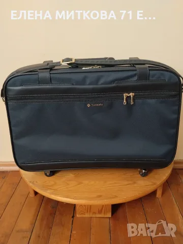 Samsonite оригинален куфар за ръчен багаж с 4 външни колелца и дръжка през рамо