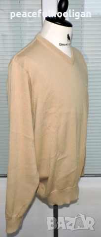 Henri Lloyd Mens Light Beige V-Neck Long Sleeve Cotton Casual Jumper Size Large, снимка 7 - Пуловери - 53392836