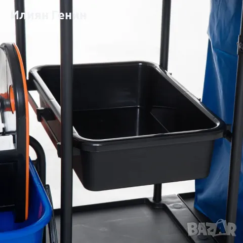 Количка за почистване Homcom, Професионална, с 2 кофи, снимка 2 - Мопове, кофи, четки и метли - 50427516