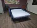 Дизайнерски син диван от плат тройка с функция сън, снимка 5