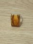 Сребърен пръстен с кехлибар, снимка 2