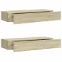 vidaXL Стенни рафтове с чекмеджета, 2 бр, дъб, 60x23,5x10 см, МДФ, снимка 1