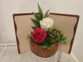 Дървена книга-кошничка със сапунени рози, снимка 6