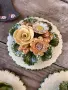 Ръчно изработени керамични пана с кукички за закачане 5 кръгли с 3D декорация на цветя , снимка 3