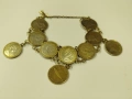 Сребърна Гривна От  Монети 0,800 Във Златно Покритие , снимка 1