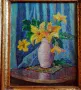 Натюрморт на худ.Христо Каварналиев ,маслени бой върху картон, снимка 1