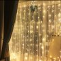 🏷️ НАМАЛЕНИЕ ✨ Коледна украса - LED светеща завеса, 300x60 см. Цветове - жълт и многоцветен