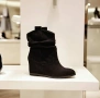 Боти на платформа - черен велур, снимка 3