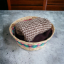 4544 Голяма плетена кашпа панер с цветен борд, 35 см, снимка 4
