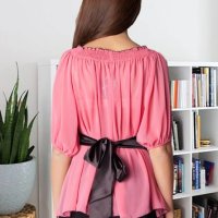 Fervente дамска блуза, шифон XL с колан с цветя, снимка 2 - Ризи - 41657618
