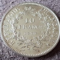10 франка 1970 Франция СРЕБРО сребърна монета в качество 2, снимка 1 - Нумизматика и бонистика - 41372944