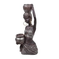  Декоративна етническа фигура, африканска жена, 14x8x31,5 cm, снимка 1 - Декорация за дома - 44163311