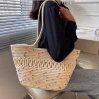 Плетена чанта тип кошница Beige, снимка 10 - Чанти - 41477465