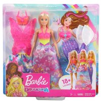 Barbie с три костюма: русалка, фея и принцеса Dress Up Giftset GJK39, снимка 1 - Кукли - 41262719