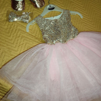Бебешка рокля + пантофки + панделка