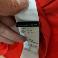 Calvin Klein дамска маркова тениска, S, оранжева с пайети, снимка 13 - Тениски - 36619195