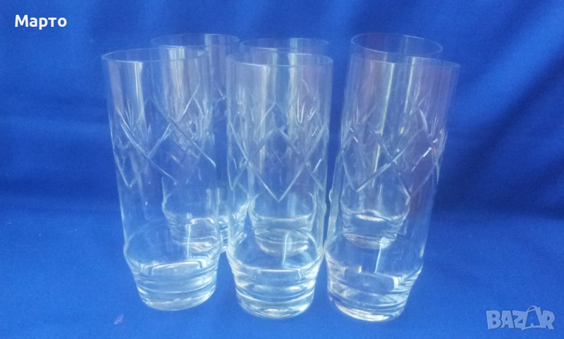 Кристални чаши за безалкохолно, гравюра, 6 бр, снимка 1
