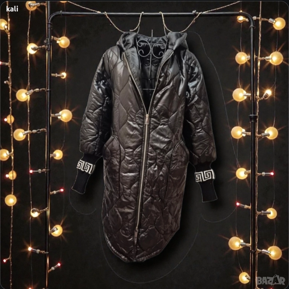 Дълго черно яке с ефектни маншети (Гръцки мотив) , снимка 1