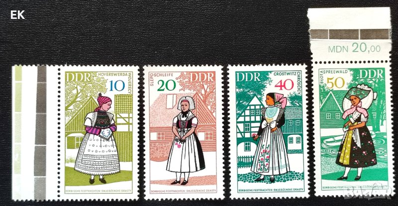 ГДР, 1968 г. - пълна серия чисти марки, носии, 4*11, снимка 1