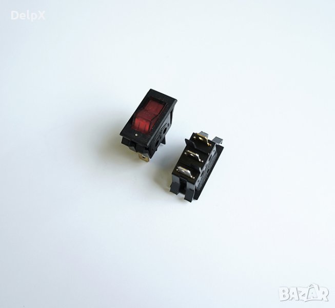 Ключ, 3pin, 2 положения, светещ, червен, 250V, 10A, 19x13mm, снимка 1